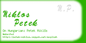 miklos petek business card